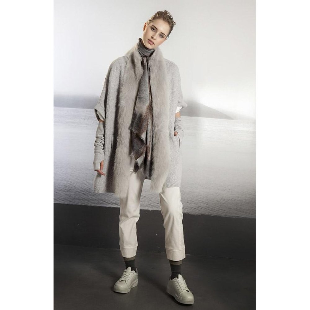 Grey Cape Shearling & Cashmere Cardigan By TONET